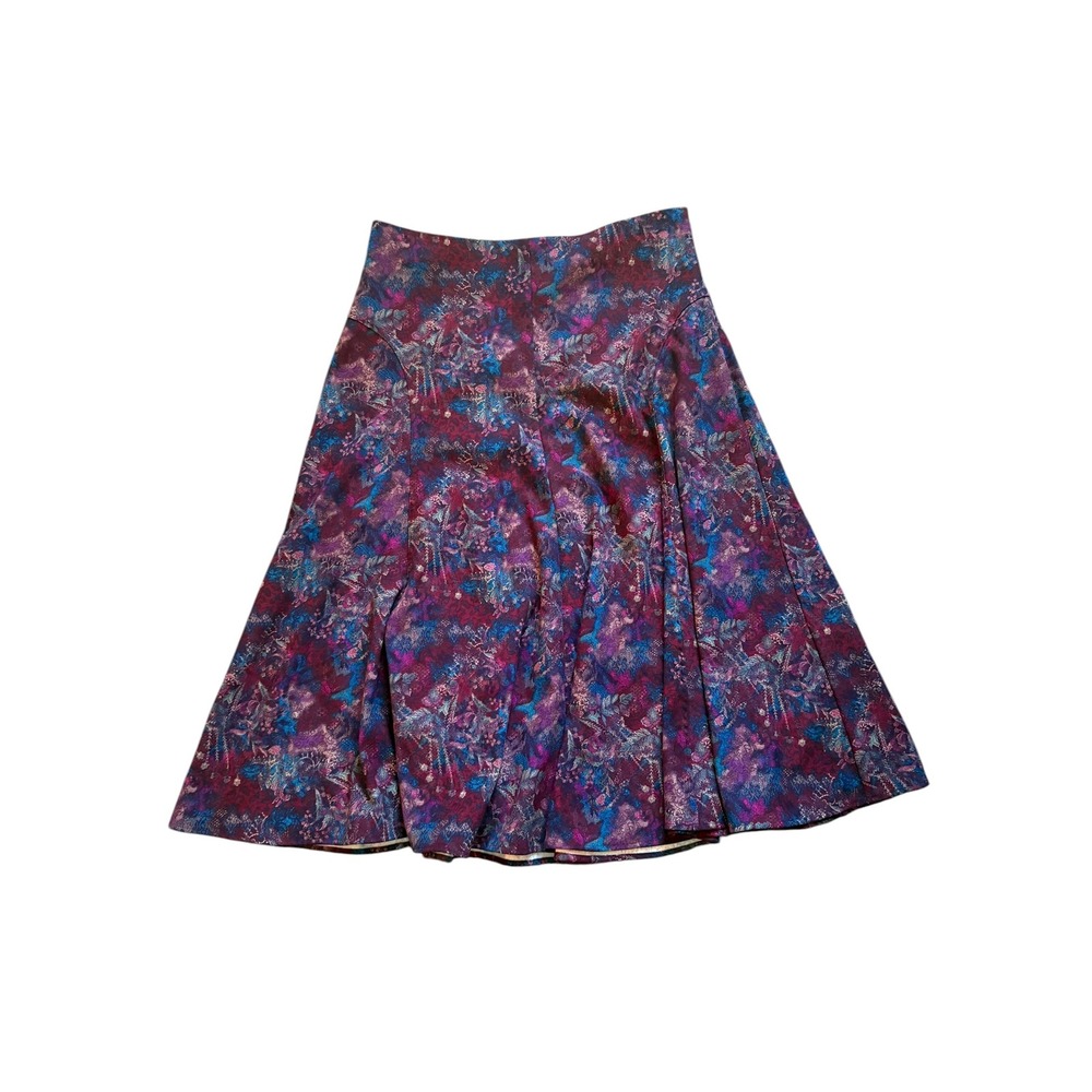 Christopher & Banks Petite 12P Y2K Floral Jacquard A-Line Midi‎ Skirt Stretch